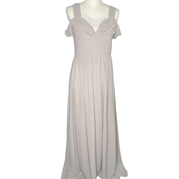 Lulus Make Me Move Grey Maxi Dress size L Womens Cold Shoulder - Picture 1 of 8